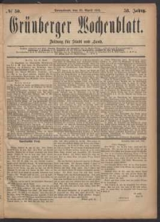 Grünberger Wochenblatt: Zeitung für Stadt und Land, No. 50. (29. April 1882)