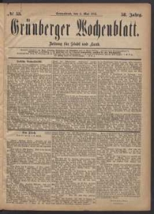 Gr&uuml;nberger Wochenblatt: Zeitung f&uuml;r Stadt und Land, No. 53. (6. Mai 1882)