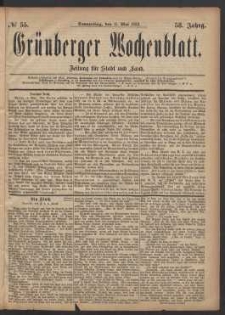 Grünberger Wochenblatt: Zeitung für Stadt und Land, No. 55. (11. Mai 1882)