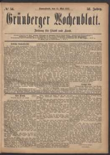 Gr&uuml;nberger Wochenblatt: Zeitung f&uuml;r Stadt und Land, No. 56. (13. Mai 1882)