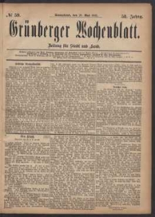 Grünberger Wochenblatt: Zeitung für Stadt und Land, No. 59. (20. Mai 1882)