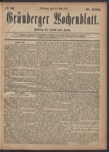 Gr&uuml;nberger Wochenblatt: Zeitung f&uuml;r Stadt und Land, No. 60. (23. Mai 1882)