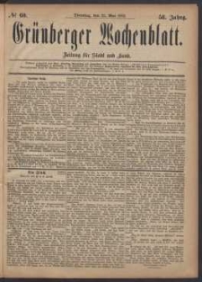 Grünberger Wochenblatt: Zeitung für Stadt und Land, No. 60. (23. Mai 1882)