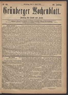 Gr&uuml;nberger Wochenblatt: Zeitung f&uuml;r Stadt und Land, No. 65. (6. Juni 1882)