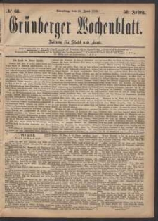 Gr&uuml;nberger Wochenblatt: Zeitung f&uuml;r Stadt und Land, No. 68. (13. Juni 1882)