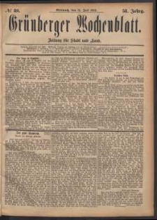 Gr&uuml;nberger Wochenblatt: Zeitung f&uuml;r Stadt und Land, No. 80. (12. Juli 1882)