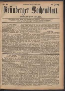 Grünberger Wochenblatt: Zeitung für Stadt und Land, No. 80. (12. Juli 1882)