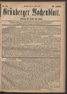 Grünberger Wochenblatt: Zeitung für Stadt und Land, No. 81. (14. Juli 1882)