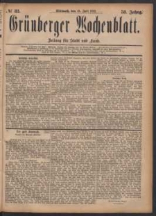 Gr&uuml;nberger Wochenblatt: Zeitung f&uuml;r Stadt und Land, No. 83. (19. Juli 1882)