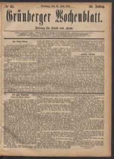 Grünberger Wochenblatt: Zeitung für Stadt und Land, No. 85. (23. Juli 1882)