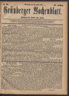 Gr&uuml;nberger Wochenblatt: Zeitung f&uuml;r Stadt und Land, No. 86. (26. Juli 1882)