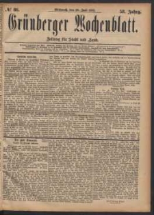 Grünberger Wochenblatt: Zeitung für Stadt und Land, No. 86. (26. Juli 1882)