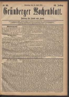 Grünberger Wochenblatt: Zeitung für Stadt und Land, No. 88. (30. Juli 1882)