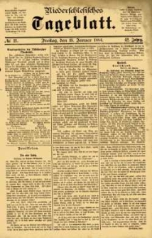 Niederschlesisches Tageblatt, no 21 (Freitag, den 25. Januar 1884)
