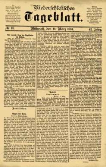 Niederschlesisches Tageblatt, no 67 (Mittwoch, den 19. M&auml;rz 1884)