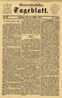 Niederschlesisches Tageblatt, no 69 (Freitag, den 21. März 1884)