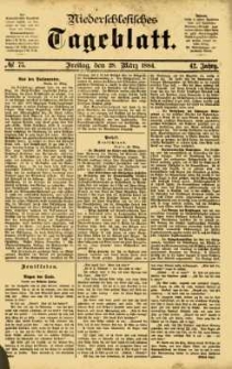 Niederschlesisches Tageblatt, no 75 (Freitag, den 28. März 1884)