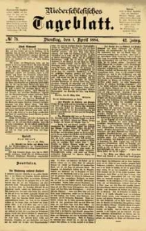 Niederschlesisches Tageblatt, no 78 (Dienstag, den 1. April 1884)