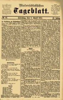 Niederschlesisches Tageblatt, no 83 (Sonntag, den 6. April 1884)