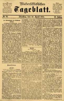 Niederschlesisches Tageblatt, no 94 (Dienstag, den 22. April 1884)