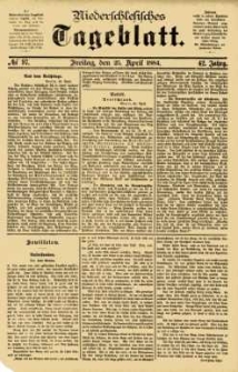 Niederschlesisches Tageblatt, no 97 (Freitag, den 25. April 1884)