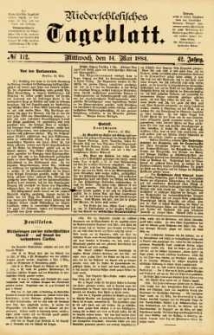 Niederschlesisches Tageblatt, no 112 (Mittwoch, den 14. Mai 1884)