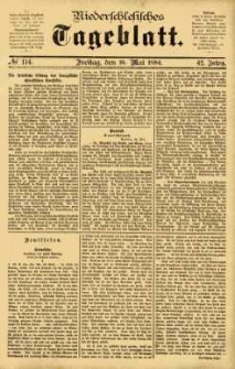 Niederschlesisches Tageblatt, no 114 (Freitag, den 16. Mai 1884)