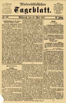 Niederschlesisches Tageblatt, no 123 (Mittwoch, den 28. Mai 1884)