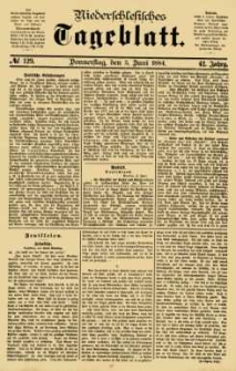 Niederschlesisches Tageblatt, no 129 (Donnerstag, den 5. Juni 1884)