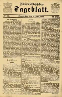 Niederschlesisches Tageblatt, no 135 (Donnerstag, den 12. Juni 1884)
