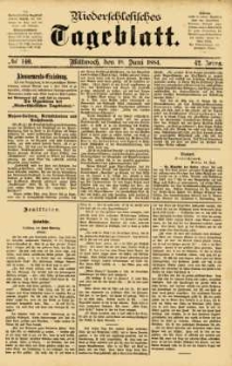 Niederschlesisches Tageblatt, no 140 (Mittwoch, den 18. Juni 1884)