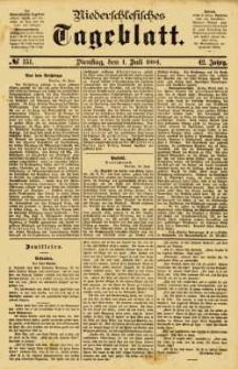 Niederschlesisches Tageblatt, no 151 (Dienstag, den 1. Juli 1884)