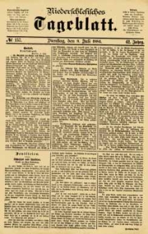 Niederschlesisches Tageblatt, no 157 (Dienstag, den 8. Juli 1884)
