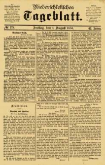 Niederschlesisches Tageblatt, no 178 (Freitag, den 1. August 1884)