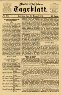 Niederschlesisches Tageblatt, no 186 (Sonntag, den 10. August 1884)