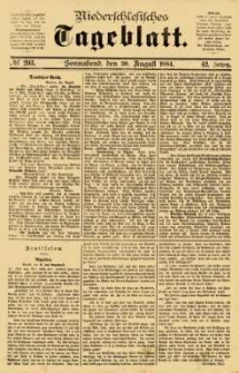 Niederschlesisches Tageblatt, no 203 (Sonnabend, den 30. August 1884)