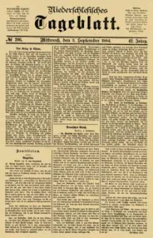 Niederschlesisches Tageblatt, no 206 (Mittwoch, den 3. September 1884)