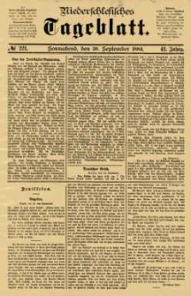 Niederschlesisches Tageblatt, no 221 (Sonnabend, den 20. September 1884)