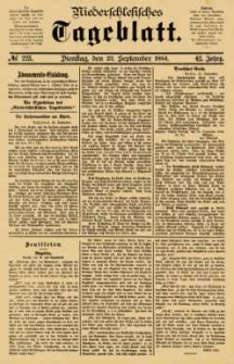 Niederschlesisches Tageblatt, no 223 (Dienstag, den 23. September 1884)