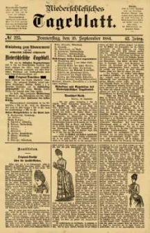 Niederschlesisches Tageblatt, no 225 (Donnerstag, den 25. September 1884)