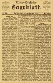 Niederschlesisches Tageblatt, no 226 (Freitag, den 26. September 1884)