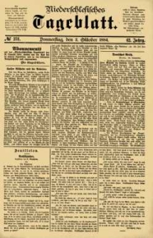 Niederschlesisches Tageblatt, no 231 (Donnerstag, den 2. Oktober 1884)
