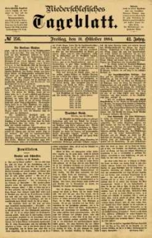 Niederschlesisches Tageblatt, no 256 (Freitag, den 31. Oktober 1884)