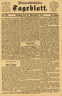 Niederschlesisches Tageblatt, no 280 (Freitag, den 28. November 1884)