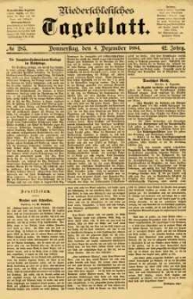 Niederschlesisches Tageblatt, no 285 (Donnerstag, den 4. Dezember 1884)