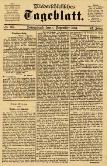 Niederschlesisches Tageblatt, no 287 (Sonnabend, den 6. Dezember 1884)