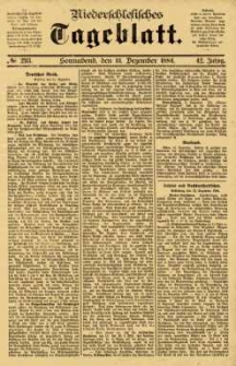Niederschlesisches Tageblatt, no 293 (Sonnabend, den 13. Dezember 1884)