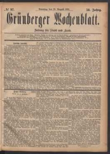 Gr&uuml;nberger Wochenblatt: Zeitung f&uuml;r Stadt und Land, No. 97. (20. August 1882)