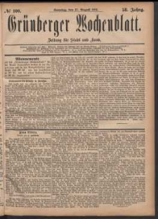 Grünberger Wochenblatt: Zeitung für Stadt und Land, No. 100. (27. August 1882)