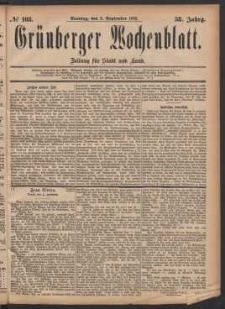 Grünberger Wochenblatt: Zeitung für Stadt und Land, No. 103. (3. August 1882)